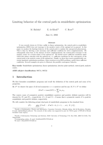 Limiting behavior of the central path in semidefinite optimization M. Halick´ a