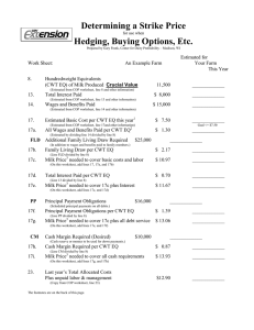 Determining a Strike Price Hedging, Buying Options, Etc.