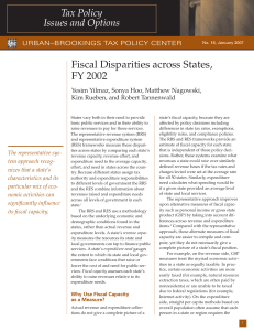Fiscal Disparities across States, FY 2002 Tax Policy Issues and Options