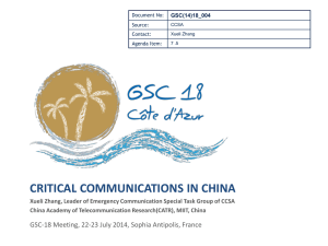 CRITICAL COMMUNICATIONS IN CHINA