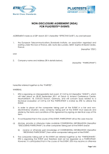 NON-DISCLOSURE AGREEMENT (NDA) FOR PLUGTESTS EVENTS