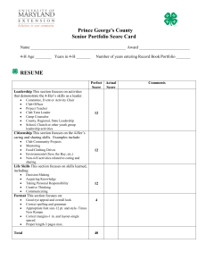 Prince George's County Senior Portfolio Score Card