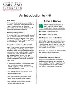 An Introduction to 4-H  4-H at a Glance