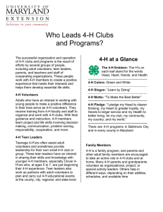 Who Leads 4-H Clubs and Programs? 4-H at a Glance