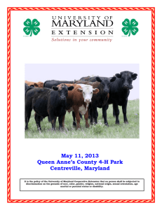 May 11, 2013 Queen Anne’s County 4-H Park Centreville, Maryland