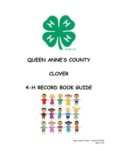 QUEEN ANNE’S COUNTY CLOVER 4-H RECORD BOOK GUIDE