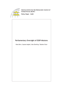 Parliamentary Oversight of ESDP Missions D C A F