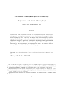 Multivariate Nonnegative Quadratic Mappings Zhi-Quan Luo Jos F. Sturm Shuzhong Zhang