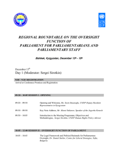 REGIONAL ROUNDTABLE ON THE OVERSIGHT FUNCTION OF PARLIAMENT FOR PARLIAMENTARIANS AND PARLIAMENTARY STAFF