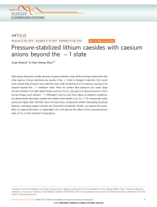 Pressure-stabilized lithium caesides with caesium 1 state anions beyond the ARTICLE