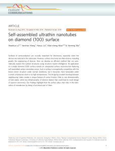 Self-assembled ultrathin nanotubes on diamond (100) surface ARTICLE Shaohua Lu