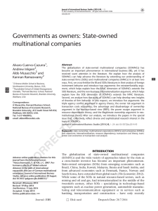 Governments as owners: State-owned multinational companies Alvaro Cuervo-Cazurra ,