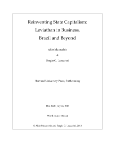 Reinventing State Capitalism: Leviathan in Business, Brazil and Beyond Aldo Musacchio