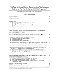 US Pulp Business Market: Demonstrating The Increased  Table of Contents