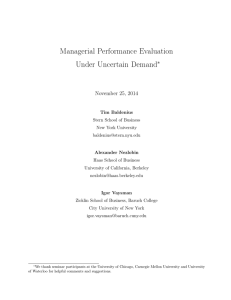 Managerial Performance Evaluation Under Uncertain Demand ∗ November 25, 2014