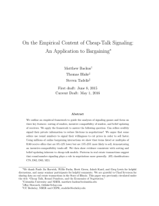 On the Empirical Content of Cheap-Talk Signaling: An Application to Bargaining ∗