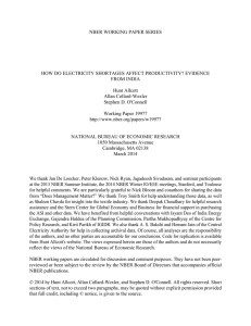 NBER WORKING PAPER SERIES HOW DO ELECTRICITY SHORTAGES AFFECT PRODUCTIVITY? EVIDENCE