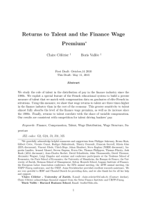 Returns to Talent and the Finance Wage Premium ∗ Claire C´