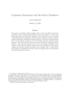 Corporate Governance and the Firm’s Workforce Inessa Liskovich January 15, 2015