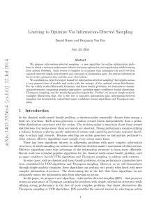 Learning to Optimize Via Information-Directed Sampling July 23, 2014