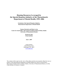Housing Resources Leveraged by the Special Homeless Initiative of the Massachusetts