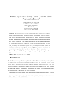 Genetic Algorithm for Solving Convex Quadratic Bilevel Programming Problem ∗