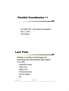 Parallel Coordinates ++ Last Time • Viewed a number of techniques for
