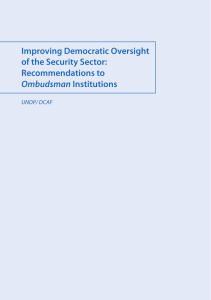 Improving Democratic Oversight of the Security Sector: Recommendations to Ombudsman
