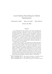 Local Optima Smoothing for Global Optimization Bernardetta Addis Marco Locatelli