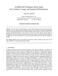 GAMS/LGO Nonlinear Solver Suite: Key Features, Usage, and Numerical Performance