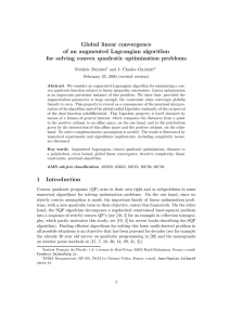Global linear convergence of an augmented Lagrangian algorithm