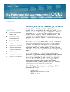 FOCUS The Farm and Risk Management