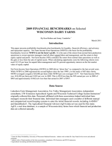 2009 FINANCIAL BENCHMARKS WISCONSIN DAIRY FARMS Introduction