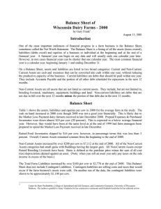 Balance Sheet of Wisconsin Dairy Farms - 2000 Introduction