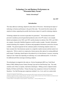 Technology Use and Business Performance on Wisconsin Dairy Farms Introduction