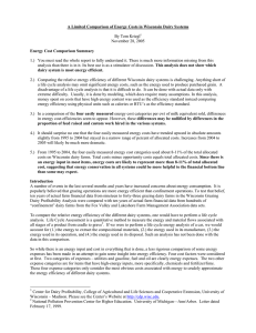 A Limited Comparison of Energy Costs in Wisconsin Dairy Systems