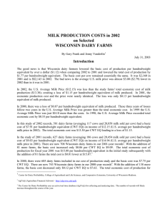 MILK PRODUCTION COSTS in 2002 on Selected WISCONSIN DAIRY FARMS