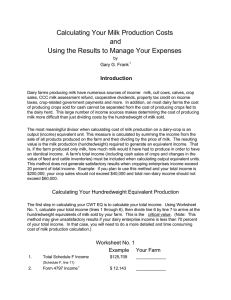 Calculating Your Milk Production Costs and Introduction