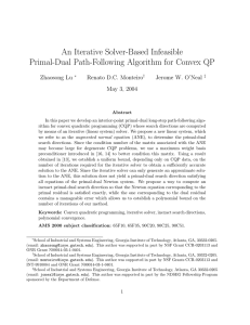 An Iterative Solver-Based Infeasible Primal-Dual Path-Following Algorithm for Convex QP Zhaosong Lu