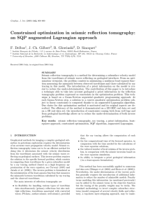 Constrained optimization in seismic reflection tomography: an SQP augmented Lagrangian approach