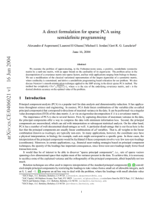 A direct formulation for sparse PCA using semidefinite programming Alexandre d’Aspremont