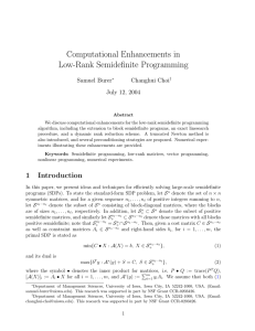 Computational Enhancements in Low-Rank Semidefinite Programming Samuel Burer Changhui Choi