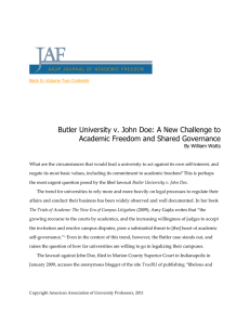 Butler University v. John Doe: A New Challenge to