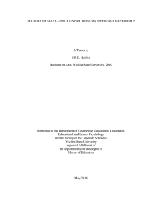 THE ROLE OF SELF-CONSCIOUS EMOTIONS ON INFERENCE GENERATION  A Thesis by