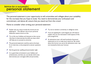 personal statement Advice for a successful