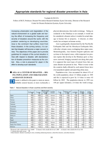 Appropriate standards for regional disaster prevention in Asia