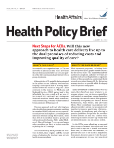 Health Policy Brief Next Steps for ACOs.
