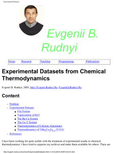 Evgenii B. Rudnyi Experimental Datasets from Chemical Thermodynamics