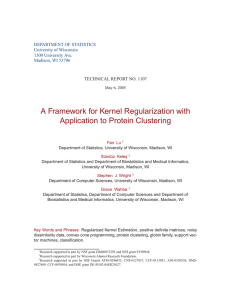 A Framework for Kernel Regularization with Application to Protein Clustering