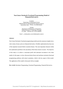 Non-Linear Stochastic Fractional Programming Model of Financial Derivatives